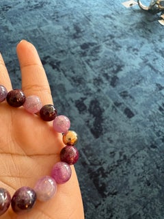 Greenland Rubies Heated Pink Sapphire 9mm Beaded Stretch Bracelet