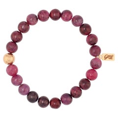 Greenland Rubies Heated Pink Sapphire 8mm Beaded Stretch Bracelet