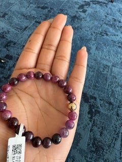 Greenland Rubies Heated Pink Sapphire 8mm Beaded Stretch Bracelet