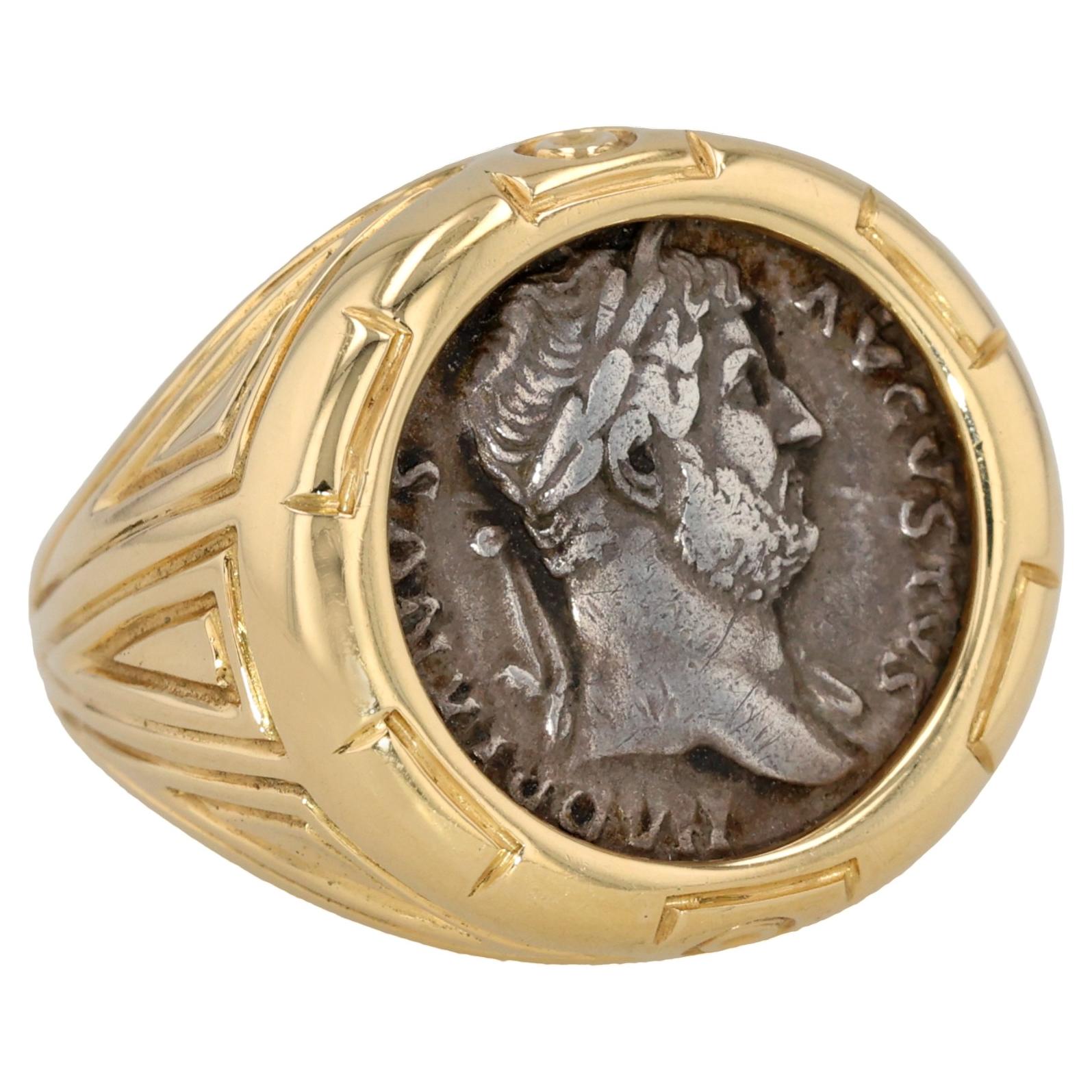 Michael Bondanza 18K Yellow Gold Hadrian Coin Ring