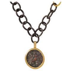 Jorge Adeler 18K Yellow Gold Ancient Authentic Fides Coin Pendant