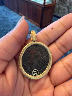 Jorge Adeler 18K Yellow Gold Ancient Authentic Fides Coin Pendant