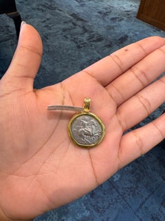 Jorge Adeler 18K Yellow Gold Ancient Taras Coin & Diamond Pendant