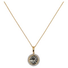 Jorge Adeler 18K Yellow Gold Ancient Authentic Lion Coin & Diamond Pendant