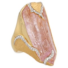 Jorge Adeler 18K Yellow Gold Raw Kunzite & Diamond Ring