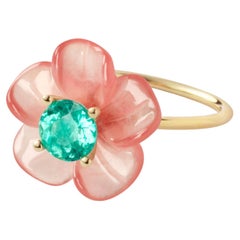 Sophie Joanne – Ring „Island Flower“ aus 18-karätigem Gelbgold mit Rhodochrosit