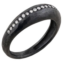 Lika Behar Oxidized Sterling Silver Boogie Line Hammered Diamond Ring