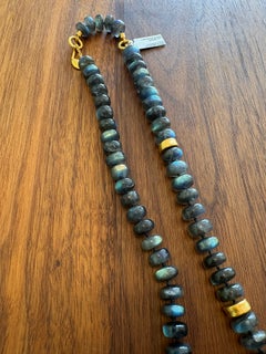 Lika Behar 24K Yellow Gold Cabochon Labradorite Bead Necklace