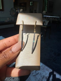 Lika Behar 24K Gold Granulation & Oxidized Silver Kelly Earrings with Diamonds