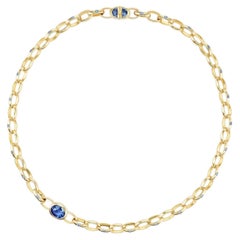 Sarah’s Screaming LLC 18K Yellow Gold & Sapphire Oval Link Necklace