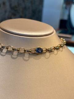 Sarah’s Screaming LLC 18K Yellow Gold & Sapphire Oval Link Necklace