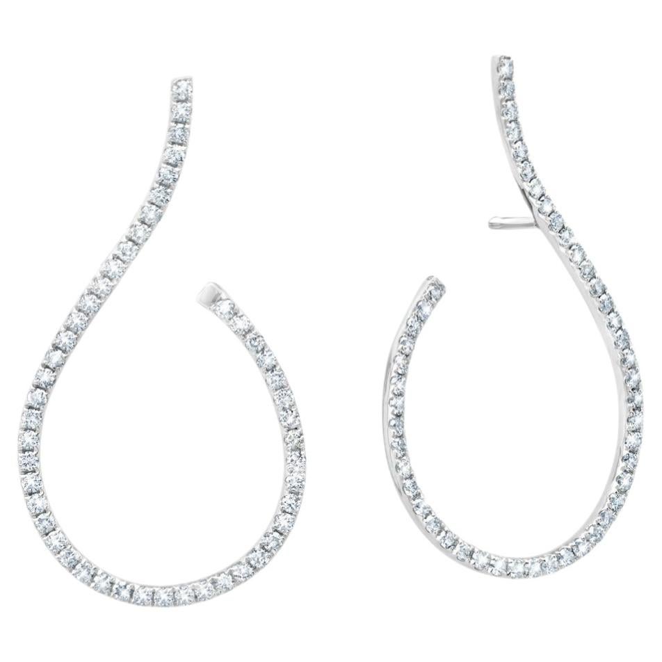 Graziela Gems 18K White Gold Mega Swirl Diamond Earrings  Luxury Designer State