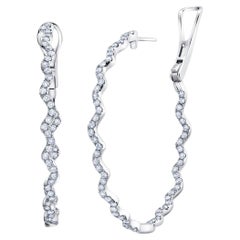 Graziela Gems 18K White Gold “Rio” Diamond Inside & Out Hoop Earrings