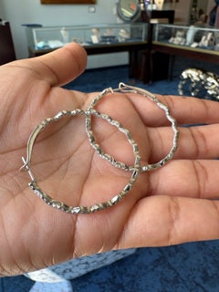 Graziela Gems 18K White Gold “Rio” Diamond Inside & Out Hoop Earrings