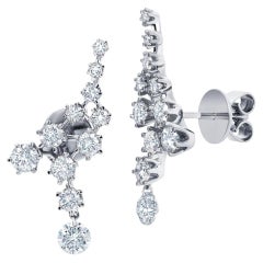 Graziela Gems 18K White Gold Floating Diamond Ear Climber Earrings