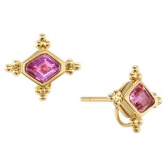 Paula Crevoshay 18K Yellow Gold Tourmaline Earrings  Vibrant Gemstone Designer