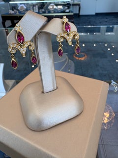 Paula Crevoshay “Rose of Sharon” 18K Yellow Gold Rubellite Tourmaline & Diamond