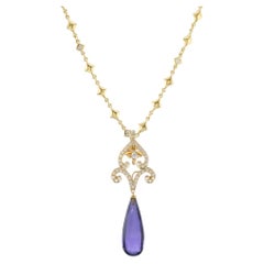 Paula Crevoshay 18K Yellow Gold Diamond Pendant with Removable Amethyst Drop