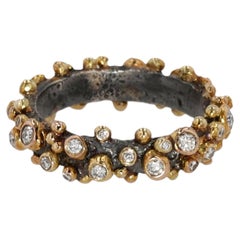 Agneta Bugyte Oxidized Silver & 18K Yellow Gold “Dark Gleam” Diamond Ring