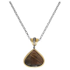 24K Yellow Gold & Brown Sapphire & Diamond Pendant Necklace by Bora