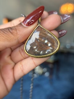 24K Yellow Gold & Brown Sapphire & Diamond Pendant Necklace by Bora