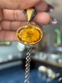 24K Yellow Gold & Sterling Silver Citrine Pendant Necklace by Bora