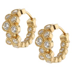 18K Yellow Gold Inside-Out Diamond Mini Hoop Earrings by Erica Courtney