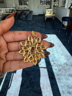 18K Yellow Gold Mandarin Garnet Flower Pendant by Erica Courtney