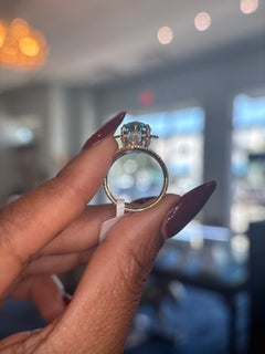 18K Yellow Gold Juno Blue Zircon & Diamond Ring by Erica Courtney – 11.40 CT