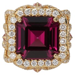 18K Yellow Gold Kali Mahenge Garnet & Diamond Ring by Erica Courtney – 12.14 CT