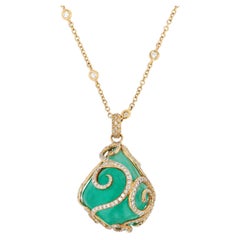 18K Yellow Gold Emerald & Diamond “Emerald City” Pendant by Erica Courtney