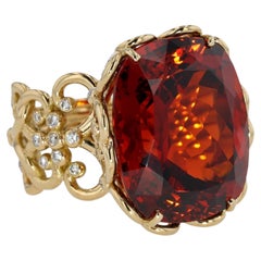 18K Yellow Gold Spessartite Garnet & Diamond Ring by Erica Courtney – 45.47 CT