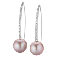 Gellner 18K White Gold Pink Ming Pearl & Diamond Earrings – Modern Luxury Pearl
