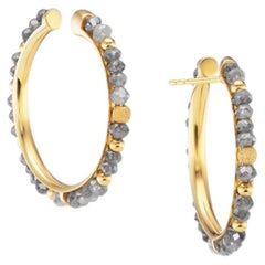 Gellner 18K Rose Gold Diamond Bead Hoop Earrings – Luxury Designer Diamond