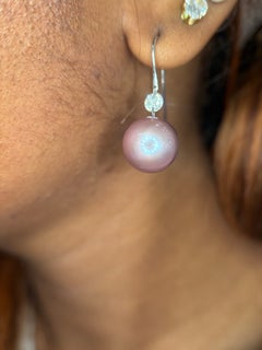 Gellner 18K White Gold Deep Purple Ming Pearl & Diamond Earrings – Luxury Design