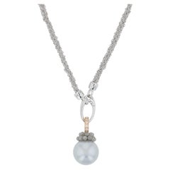 Gellner Sterling Silver & 18K Rose Gold Silver Tahitian Pearl & Diamond Necklace
