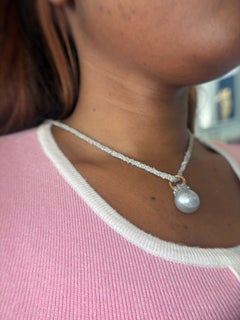 Gellner Sterling Silver & 18K Rose Gold Silver Tahitian Pearl & Diamond Necklace