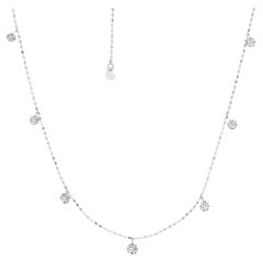 Graziela Gems 18K White Gold Tiny Floating Diamond Necklace – Designer Floating