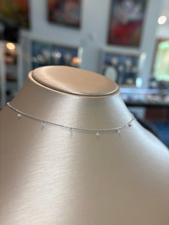 Graziela Gems 18K White Gold Tiny Floating Diamond Necklace – Designer Floating