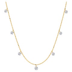 Graziela Gems 18K Yellow Gold Medium Floating Diamond Necklace – Luxury Designer