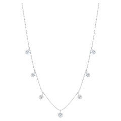 Graziela Gems 18K White Gold Medium Floating Diamond Necklace – Luxury Designer
