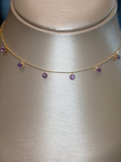 Graziela Gems 18K Yellow Gold Floating Amethyst Necklace – Luxury Amethyst Desig