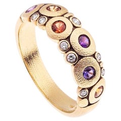Alex Sepkus 18K Yellow Gold Purple & Orange Sapphire and Diamond “Candy” Dome