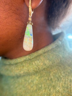 Alex Sepkus 18K Yellow Gold “Sticks & Stones” Australian Opal & Diamond Earrings
