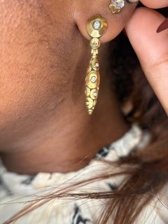Alex Sepkus 18K Yellow Gold “Shark” Diamond Earrings – Luxury Designer