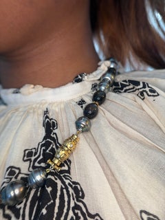 Alex Sepkus 18K Yellow Gold Seashell Tahitian Pearl, Black Moonstone & Diamond