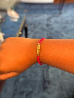 Alex Sepkus 18K Yellow Gold & Red Macrame Bracelet – Luxury Designer Gold Bracel