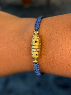Alex Sepkus Blue Macrame & 18K Yellow Gold Bracelet – Luxury Designer Macrame