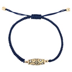 Alex Sepkus Blue Macrame & 18K Yellow Gold Bracelet – Luxury Designer Macrame