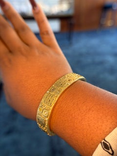 Alex Sepkus 18K Yellow Gold “Notes” Natural Color & White Diamond Cuff Bracelet